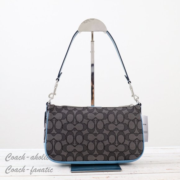 NWT Coach C8306 Lonnie Baguette Crossbody In Signature Jacquard in Pacific Blue - Picture 9 of 12